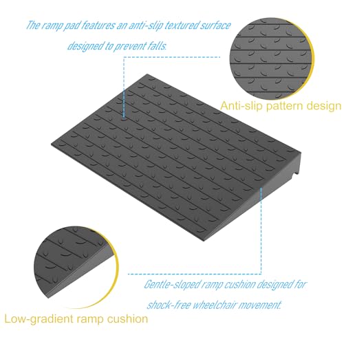 OrangeStar Heavy Duty 3.5" Rise Rubber Threshold Ramp | Wheelchair & Scooter Ramp with Cord Channel, Non-Slip Angled Entry for Doorways, Steps & Garages (Black, 36" Length) - size: 3.5in