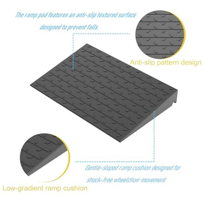 OrangeStar 4" Rise Rubber Threshold Ramp with Cord Channel | Wheelchair & Scooter Ramp, Non-Slip Angled Entry for Doorways, Steps & Garages, 2200 LBS Capacity (Black, 36" Length) - size: 4in