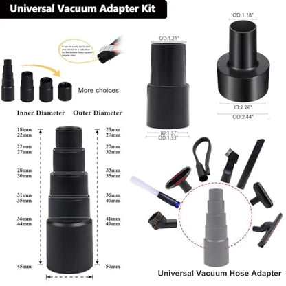 IN VACUUM 11 Pcs Vacuum Attachments for Shop Vac Accessories to 2 1/2" to 1 1/4" to 1 3/8" & 1 7/8" to 1" Vacuum Hose Adapter Kit, Vacuum Cleaner Accessories with Universal Vacuum Hose Adapters