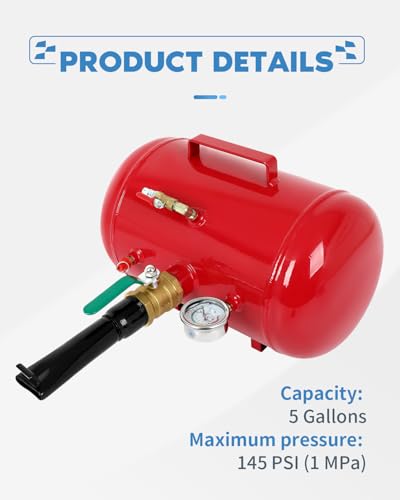 ECCPP Air Tire Bead Seater 5 Gallon 145PSI Blaster Tool for Car Truck ATV Tank Red - color: Red, size: 5 Gallon