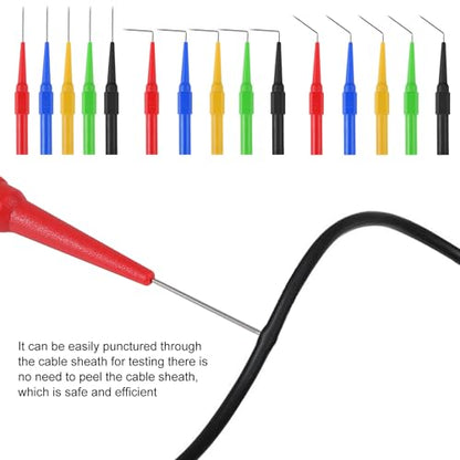 30Pcs Back Probe Kits, Banana Plug to Copper Alligator Clip Automotive Test Leads Set with Alligator Clips Wire Piercing Probes, 15PCS Back Probe Pins for Car Repairing Diagnostic 5 Colors