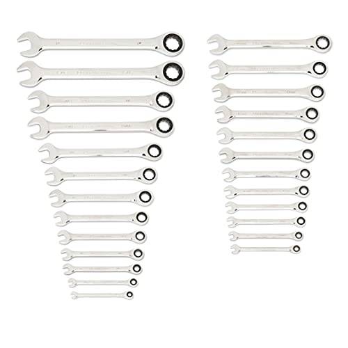 GEARWRENCH 25 Pc. Combination Ratcheting Wrench Set, SAE/MM - 86700 (Pack of 2) - size: 30 PC (Pack of 2)