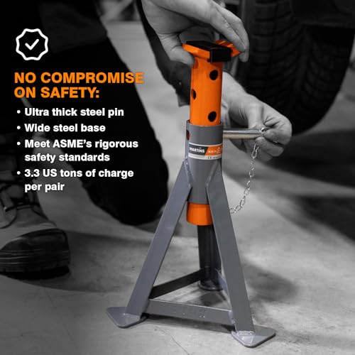 3.3-Ton Jack Stands (x2), Suited for Most Cars, SUVs and Pickup Trucks, Sold in Pair. - size: 3.3-Ton Jack Stands