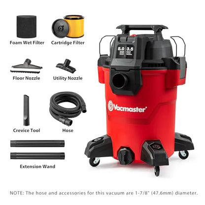 Vacmaster 8-Gallon 3.5 Peak HP Wet/Dry Shop Vacuum- VCM811PF 1101 - size: 8-Gallon