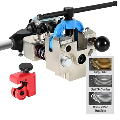 RQG Pro Brake Line Flaring Tool Kit, 45 and 37 Degree Flaring Tool, Single/Bubble/Double Flare Tool Set for Copper Aluminum Stainless Steel Brake Line Fuel Line Transmission Cooler Tubes