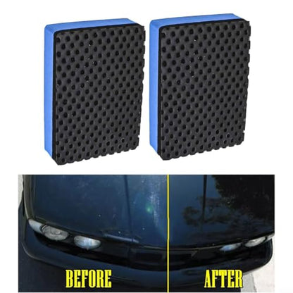 2 Pack Clay Bar Sponge Pad Kit for Car Detailing and Polishing Removes Brake Dust, Dirt and Leaves, Suitable for Painting Glass and Wheel Surfaces