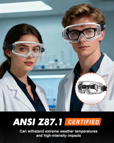 Anti Fog Safety Goggles Over Glasses - ANSI Z87.1 Certified Eye Protection for Chemistry Lab Work - 2 Pack - color: 2pcs - Light Grey