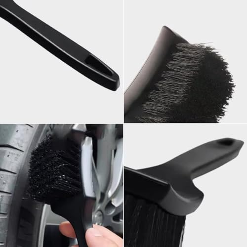 3PCS Car Wheel Tire Brush Kit,Long Handle Rim Cleaner Brushes,Multi-Purpose Detailing Brushes for Automotive Exterior Cleaning
