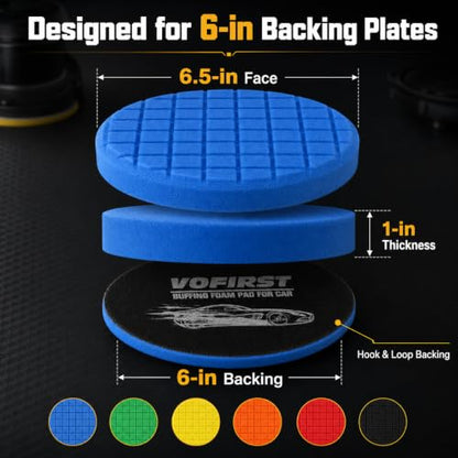 8 Pcs Buffing Polishing Pads, 6.5 Inch Polishing Pad, Compound Buffing Sponge Pads & Woolen Pads Cutting Polishing Pad Kit for Car Buffer Polisher - size: 6.5 - Inch