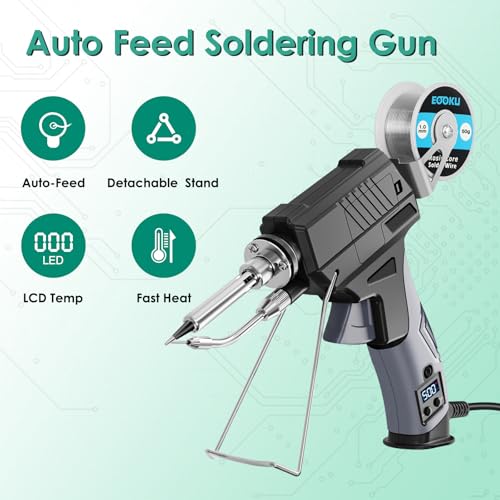 Soldering Iron Gun, 60W Auto Feed Soldering Gun with Adjustable Temperature LCD Display and Solder Wire for Electronic PCB Repair DIY - style: Soldering Iron gun