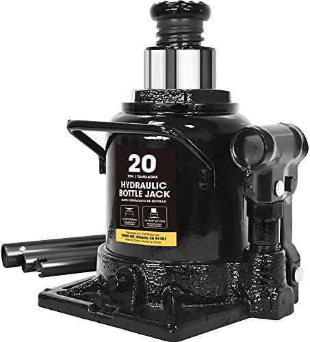 Big RED 20 Ton (40,000 LBs) Torin Hydraulic Stubby Low Profile Car Bottle Jack for Auto Repair and House Lift, Black, AT92007AB - color: BLACK