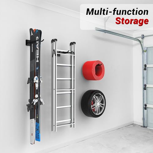Ultrawall Garage Storage Hooks, Heavy Duty Steel Tool Organizer, 12.4 Inch Wall Mount Hangers Racks for Car Tires, Ladders, Chairs, Ropes and Garden Tools, 2 Pack - size: 2 Pack