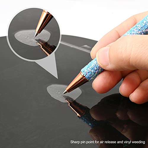NEWISHTOOL 2 Pack Glitter Pin Pen Weeding Tool, Air Relase Pen for Car Wrap Installation, Vinyl Craft Adhesive Weeding and Removing Negative Pieces, Shinny Sequins Weed Pens for Vinyl