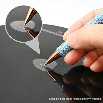 NEWISHTOOL 2 Pack Glitter Pin Pen Weeding Tool, Air Relase Pen for Car Wrap Installation, Vinyl Craft Adhesive Weeding and Removing Negative Pieces, Shinny Sequins Weed Pens for Vinyl