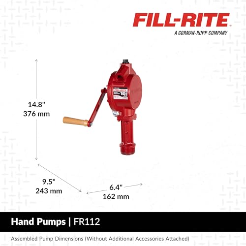 Fill-Rite FR112 Fuel Transfer Rotary Hand Pump w/Discharge Hose, Straight Spout, Vacuum Breaker, & Suction Pipe - style: Rotary Pump w/Accessories