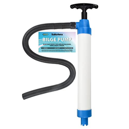 Manual Bilge Pump For Boats, Kayak, Canoe or Dinghy - Portable, Ergonomic, Gear-shaped, Black Plastic Hand Powered Kayak Bilge Pump - 2E+1 GPM, 2"L x 4"W x 28.5"H