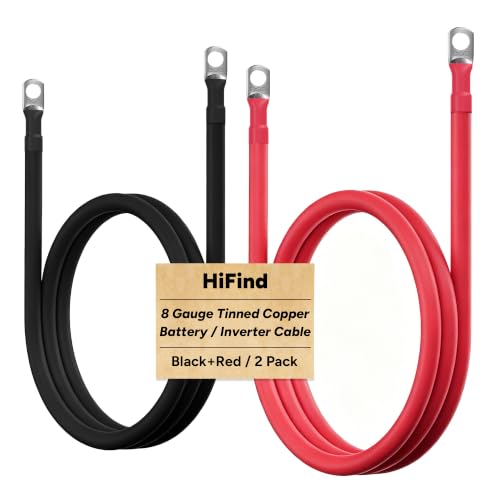 8 Gauge AWG Battery Power Inverter Cables 4 Ft Black+4 Ft Red, Tinned Copper Wire Set with 3/8 in Lugs Both Ends, Heavy Duty for Automotive Solar Marine Boat RV Car Motorcycle-UL-Outdoor - color: 8 Gauge, size: 4FT