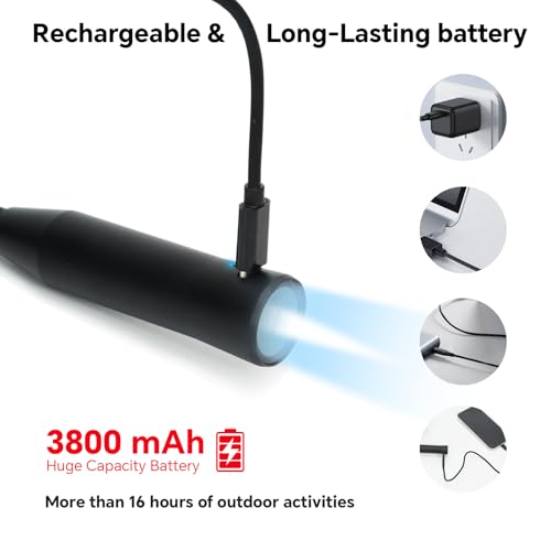 300 Lumens Rechargeable Neck Light, Hands-Free Outdoor Work Light with 3 Color Modes, 3800mAh Battery, Flexible Gooseneck Light for Camping, Mechanics, Fishing, BBQ