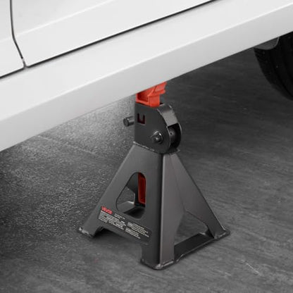 VEVOR Jack Stands, 3 Ton (6,600 lbs) Capacity, 10.8-16.3 in Adjustable Height, Heavy Duty Steel Jack Auto Stands with Locking, for Lifting SUV, Pickup, Car and UTV/ATV, 1 Pair, Black and Orange