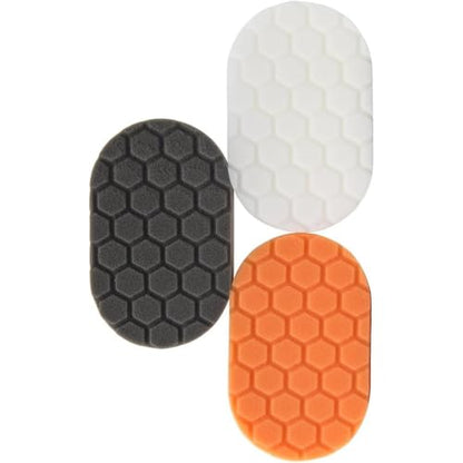 Chemical Guys Hex Hand Applicator Pad Kit, 3-Piece for Polish and Wax | Orange pad cuts and corrects, white pad polishes, black pad applies wax or sealant. Hex foam spreads evenly by hand