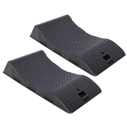 2 Pack Tire Saver Ramps for Cars, SUVs, RVs - Anti-Slip Hard Plastic Tire Cradle for Long-Term Storage, Interlocking Flat Spot Prevention Wheel Support, 22.8"x11.8" Black (2)