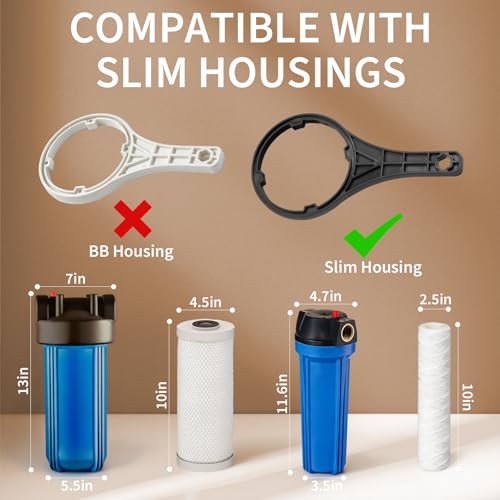 Universal Water Filter Wrench, 4.37" Inner Diameter, Fits for Slim Housings, Compatible with 2.5"x10" & 2.5"x20" Cartridges, Under Sink Filter & Slim Housings