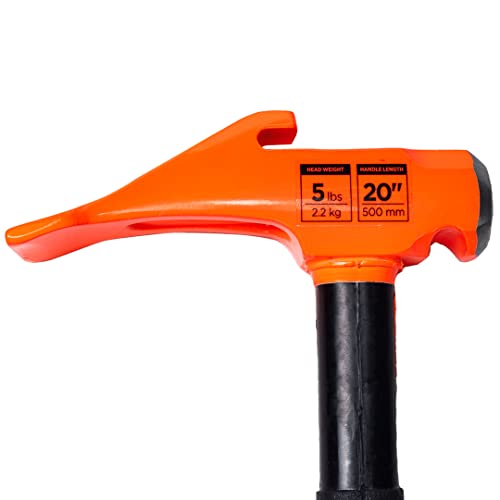 Groz 5 lb Tire Bead Breaker Hammer with 20-Inch Indestructible Spring Steel Handle, 3-in-1 Wedge Head for Passenger and Light Truck Tire Service, Rubber Anti-Vibration Grip (34750) - size: 5 lbs