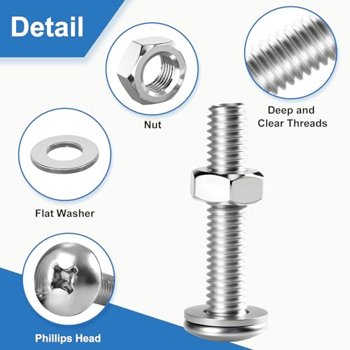 768PCS Nuts and Bolts Assortment Kit, M3 M4 M5 M6#6-32#8-32#10-24 Phillips Head Machine Screws Assorted Set with Storage Case, Metric SAE Bolts Nuts and Flat Washers Kit - size: 768PCS-M3 M4 M5 M6 #6 #8 #10