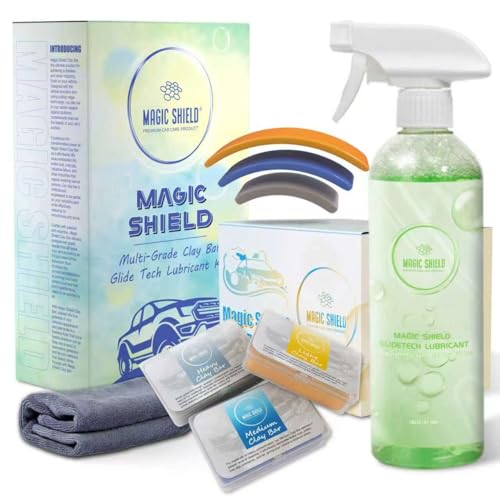 Magic Shield Triple Clay Bar with Spray – 100g Light, Medium & Heavy Bars + GlideTech Lubricant Spray | Professional Auto Detailing, Deep Cleaning & Shine Restoration - size: Triple clay bars w/ spray