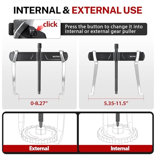BILITOOLS 10" 2 Jaw Gear Puller, Bearing & Pulley Removal Tool | Internal External Reversible for Flywheel, Gears & Pulleys - size: 10”