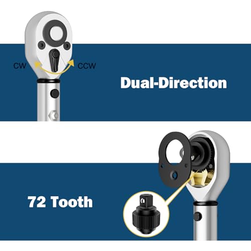 VANPO 3Pcs Torque Wrench 1/4&3/8&1/2"-20-240in-lb, 5-45ft-lb, 20-160ft-lb | ±3% Accuracy, Click, Dual Direction, 72-Tooth Ratchet, for Bike, Motorcycle, Car & Automotive Use