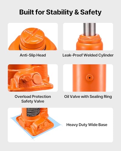 VEVOR Hydraulic Bottle Jack, 6 Ton (13227.6 lbs) Capacity, 7.7-14.8 Inch Lifting Range, Heavy Duty Welded Bottle Jack for Car, SUV, Pickup, Auto Repair, House Lift and Agricultural Equipment, Orange - size: 6T