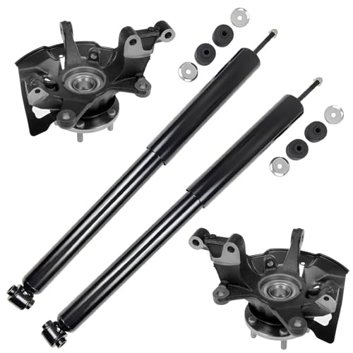 Detroit Axle - Front Steering Knuckles with Wheel Hub Bearings + Rear Shock Absorbers Replacement for 2007-2015 Mazda CX-9 - size: 4AU50461/Kit