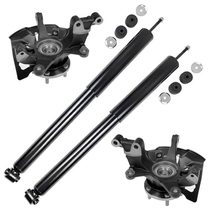 Detroit Axle - Front Steering Knuckles with Wheel Hub Bearings + Rear Shock Absorbers Replacement for 2007-2015 Mazda CX-9 - size: 4AU50461/Kit