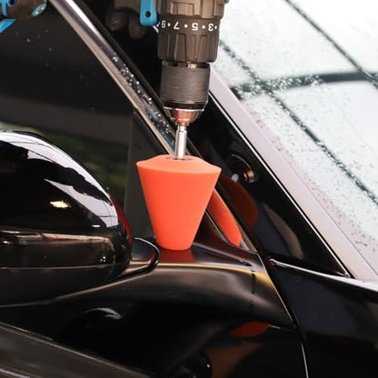 SPTA Polishing Cone, Car Wheel Hub Drill Buffing Sponge Pads Kit, Polishing Ball (Orange T140 Heavy Cut Polishing Cone) - color: Orange T140 Heavy Cut Polishing Cone