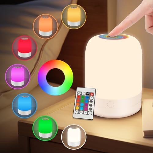 Small Kids Night Light, 13 Color Dimmable LED Lamp, Portable Stepless Dimming, Color Changing Touch Nursery Lamp, Rechargeable Toddler Night Light - color: White-1 Pack