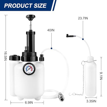 KACOLA 3L Pressure Brake Bleeder Kit, Manual Brake Power Bleeder with 1L Catch Bottle and 4 Master Cylinder Adapters, One-Person Operation for Brake and Clutch Fluid Exchange on Most Cars Trucks