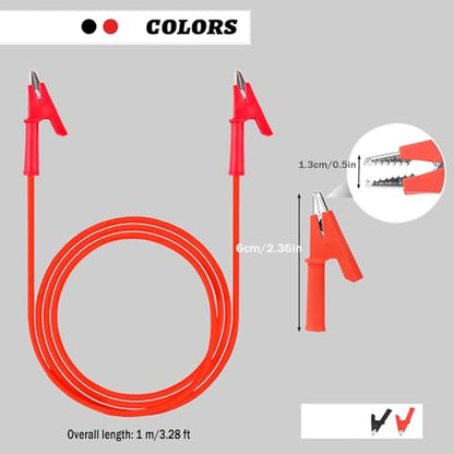 Alligator Clip to Alligator Clip Silicone Jumper Wire | Alligator Clip Electrical Test Leads 3.28ft Cable with Alligator Clips 5PCS for Multimeter Electrical Testing(Y-Y 1m 5S) - size: 3.28ft 16AWG 1 pair