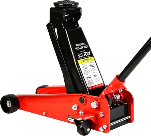3 Ton Low Profile Floor Jack, Heavy Duty Floor Jack with Single Piston Quick Lift Pump, Steel Car Jack Adjustable Height 5.1"-20", Hydraulic Trolley Floor Jacks 3 Ton/6000 LB Capacity, Red - color: Red - 3 Ton(Single Pump), Lift 5.1"-20"