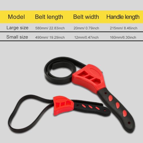 2PCS Oil Filter Wrench Set, Car Rubber Strap Wrenches, Adjustable Rubber Strap Wrench, 6in+ 8in Automotive Multifunctional Belt Wrench for Mechanics Plumbers