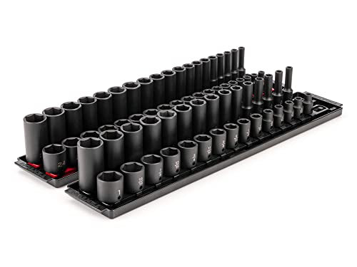 TEKTON 3/8 Inch Impact Socket Set, 68-Piece | SID91218 - size: 68-Piece (1/4-1 in.), style: Shallow and Deep