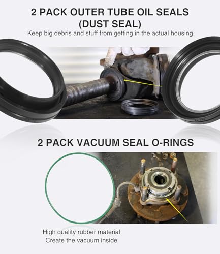 Outer Axle Knuckle Tube Dust Seal & Inner Tube Seal & Needle Bearing & Snap Ring & Thrust Washer Seals Kit for 1998-2004 Ford Super Duty Excursion F250 F350 F450 F550 With Dana 50 60 Front Axle - size: Complete for 1998-2004 Ford F250 F350 F450 F550