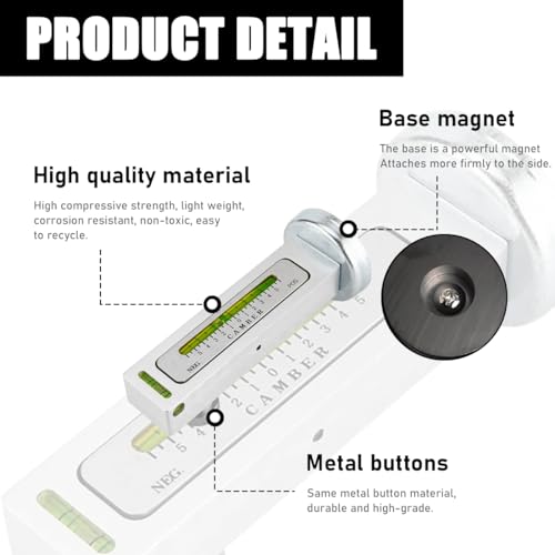 Ohleats Adjustable Magnetic Gauge Tool (White) | Camber Castor Strut Wheel Alignment Instrument, Automotive Magnetic Castor Tire Gauge, For Most Cars Trucks RVs - color: White