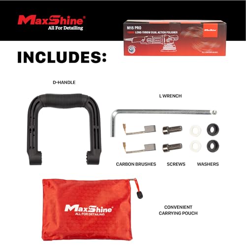 Maxshine M15 Pro Dual Action Polisher & Cut Polish Kit – 15mm Long Throw 1000W Car Buffer with 5” Backing Plate, Variable Speed 2,500–5,000 OPM – Detailing Tool for Cars, Trucks, SUVs & Boats - color: 5" Cut & Polish Kit