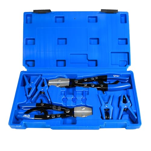 SMOTIVEPRO 9PCS Hose Fluid Line Stopper Kit with Ratchet Pinch Pliers | 4 Fluid Stoppers & 3 Line Plugs, 8"/10" Ratchet Hose Pinch Pliers, Stops Fluid Flow for Brake, Fuel & AC System Repairs - size: 9pcs Hose Fluid Stopper Set