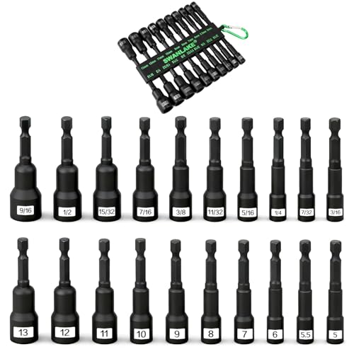 Magnetic Nut Driver Set, 20-Piece Metric & SAE 1/4" Hex Shank, Drill Socket Set, Impact Driver Bit Sets, Magnetic Bit Holder with Aluminum Alloy Snap Clip, 65mm Long Hex Bits, Quick Change Tool - style: 20PCS 65mm