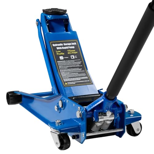 3 Ton Floor Jack Steel Hydraulic Jack with Dual Piston Quick Lift Pump | for Sport Utility Vehicle 6600 lb Capacity Blue