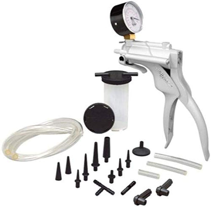 Mityvac MV8000 Automotive Tune-up and Brake Bleeder Kit, Selectline Hand Pump (MV8010), One Finger Vacuum Release, Ergonomic Design, Gearless Diaphragm Gauge, 4.5oz Fluid Reservoir, 4 Tapered Adapters