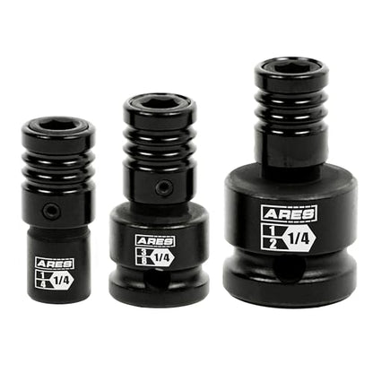 ARES 22035 – 3-Piece Impact Grade Quick Release Bit Holder Set – 1/4-Inch, 3/8-Inch, and 1/2-Inch Drive - Compatible With 1/4-Inch Hex Shank Bits - Quick Release Mechanism for Rapid Attach and Release - size: 3-Piece Impact Grade Quick Release Bit Holder