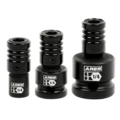 ARES 22035 – 3-Piece Impact Grade Quick Release Bit Holder Set – 1/4-Inch, 3/8-Inch, and 1/2-Inch Drive - Compatible With 1/4-Inch Hex Shank Bits - Quick Release Mechanism for Rapid Attach and Release - size: 3-Piece Impact Grade Quick Release Bit Holder